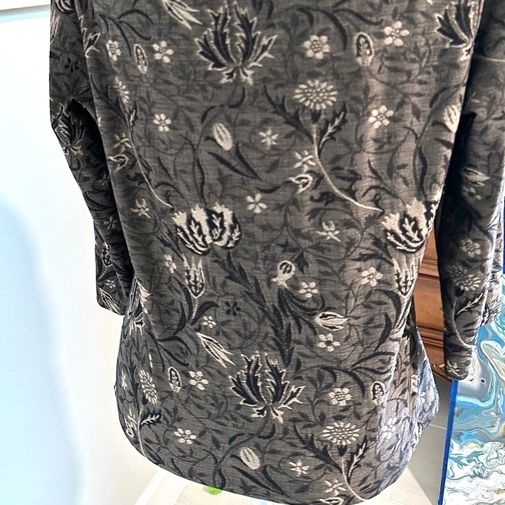 Hanky PANKY Woven Stretch Top Charcoal Silver Black 3/4 Sleeve BUY NOW PRICE - Picture 6 of 8